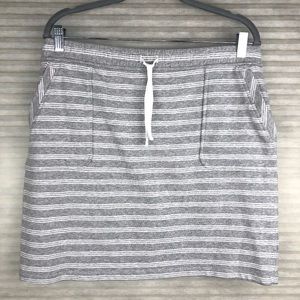 Dakini Beachy Drawstring Gray & White Striped Skirt Festival Vacation Summer